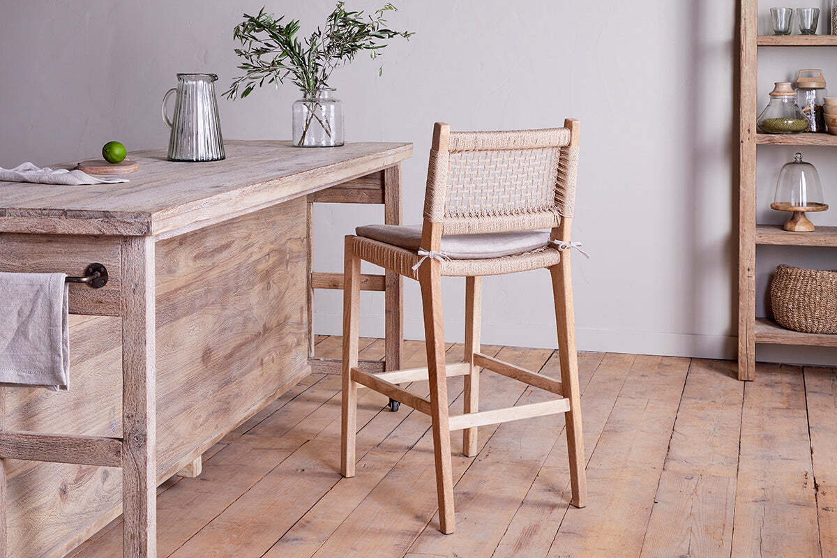 Aamani Mango Wood & Cord Counter Chair - Natural - Image 4
