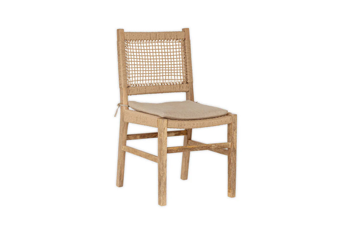 Aamani Mango Wood & Cord Dining Chair - Natural - Image 10