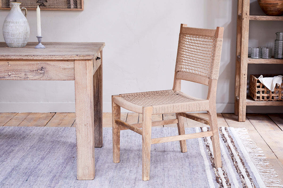 Aamani Mango Wood & Cord Dining Chair - Natural - Image 5