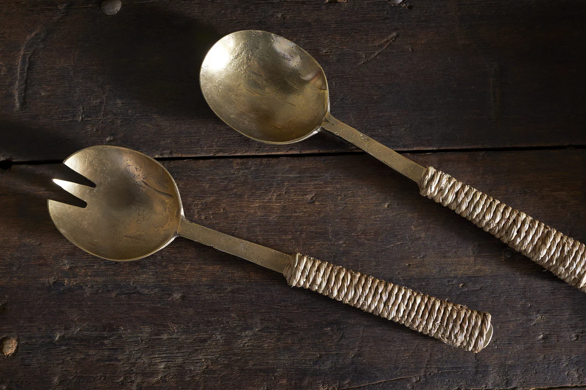 Abani Salad Servers - Antique Brass - Image 3