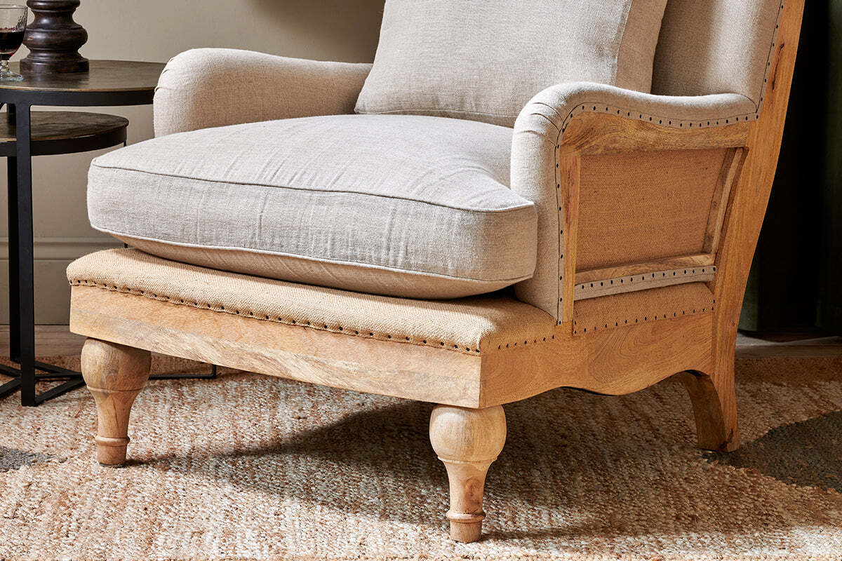 Abe Deconstructed Linen Armchair - Stone - Image 3
