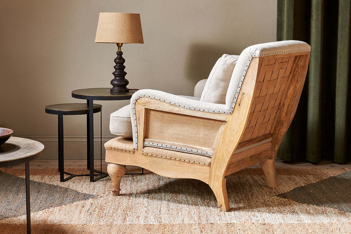 Abe Deconstructed Linen Armchair - Stone - Image 6
