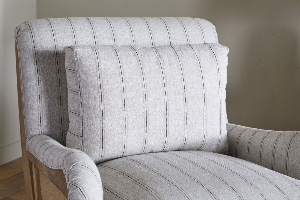 Abe Deconstructed Linen Armchair - Stripe - Natural - Image 10