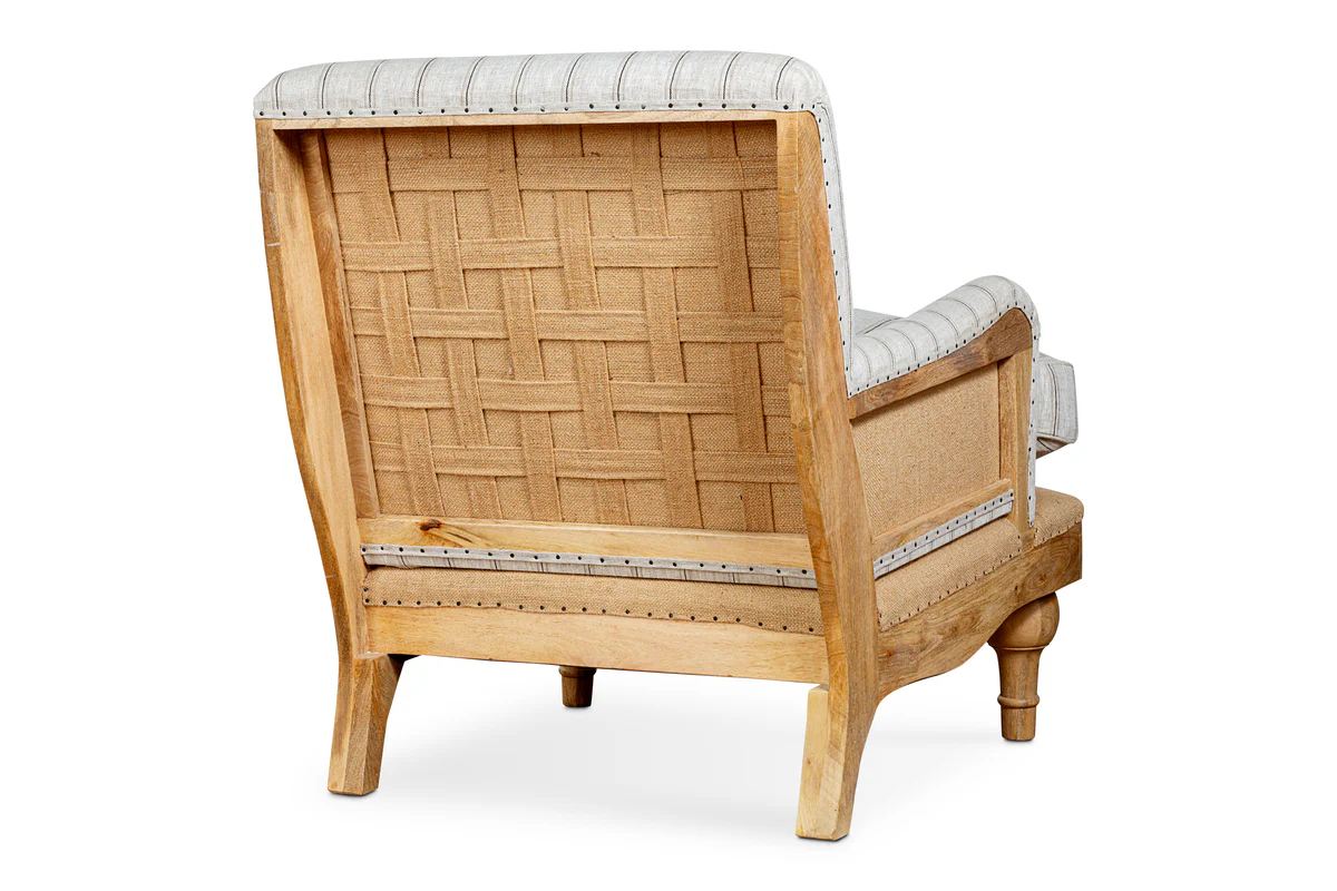 Abe Deconstructed Linen Armchair - Stripe - Natural - Image 14