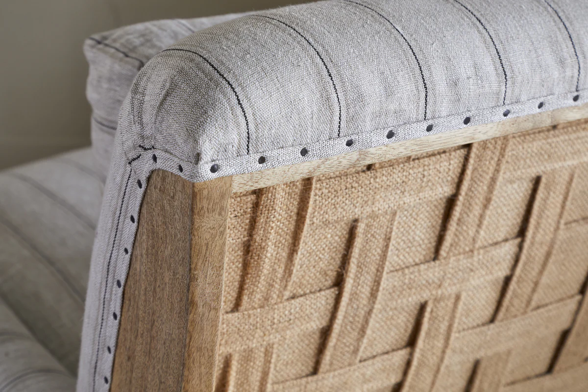 Abe Deconstructed Linen Armchair - Stripe - Natural - Image 7