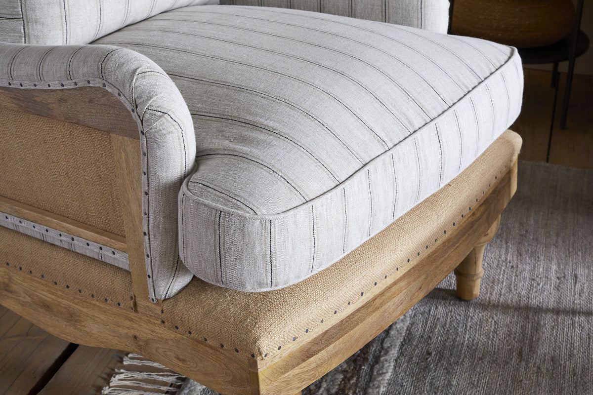 Abe Deconstructed Linen Armchair - Stripe - Natural - Image 9
