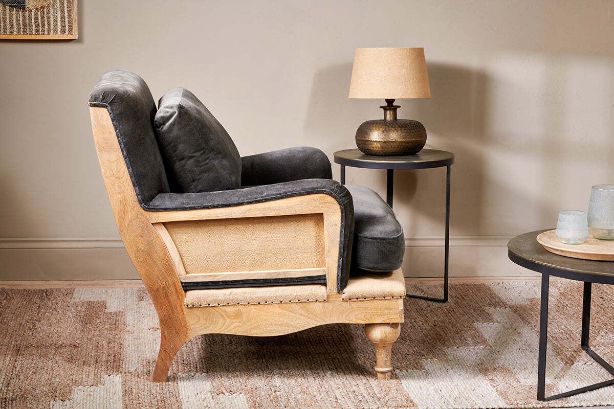 Abe Deconstructed Velvet Armchair - Moss - Image 5
