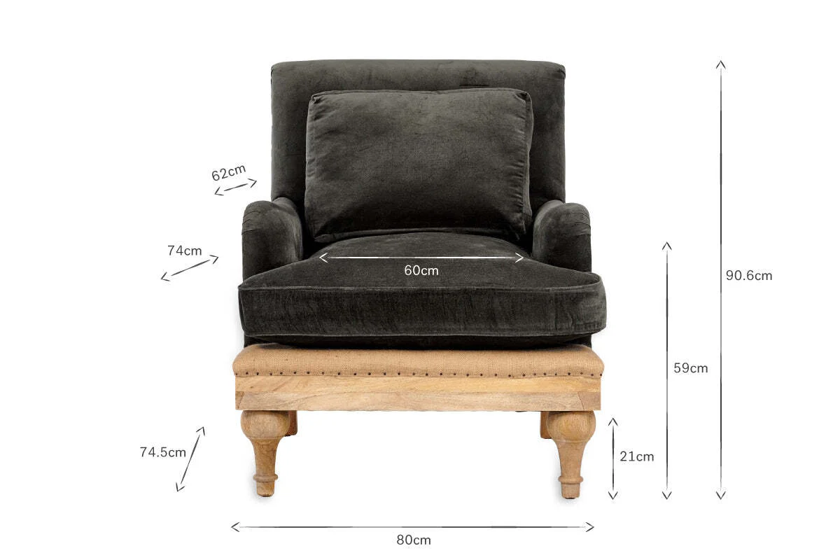Abe Deconstructed Velvet Armchair - Moss - Image 7