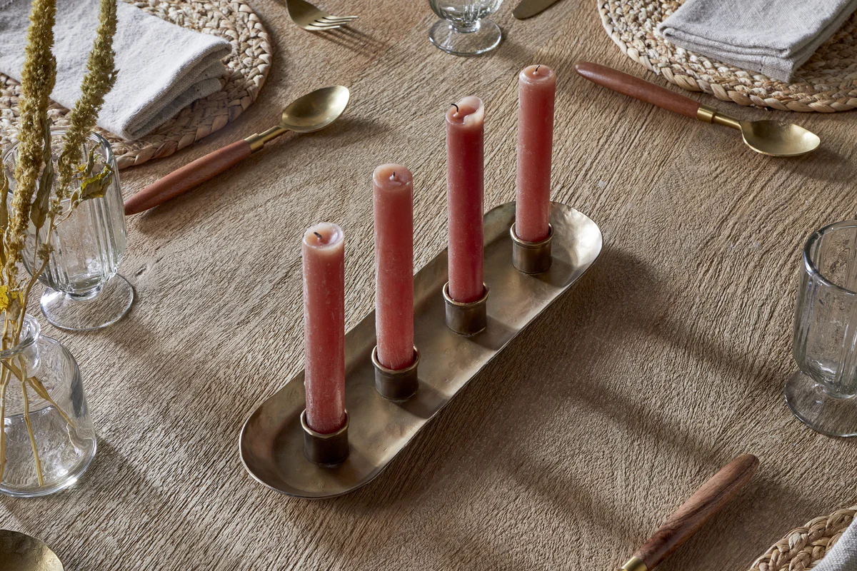 Amita Long Candle Holder - Antique Brass - Image 2