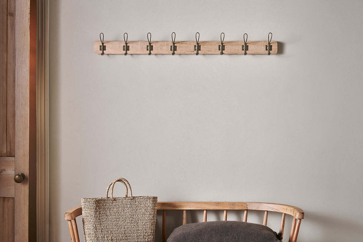 Ankita Mango Wood & Iron Hooks - Natural & Antique Brass - Large - Image 2