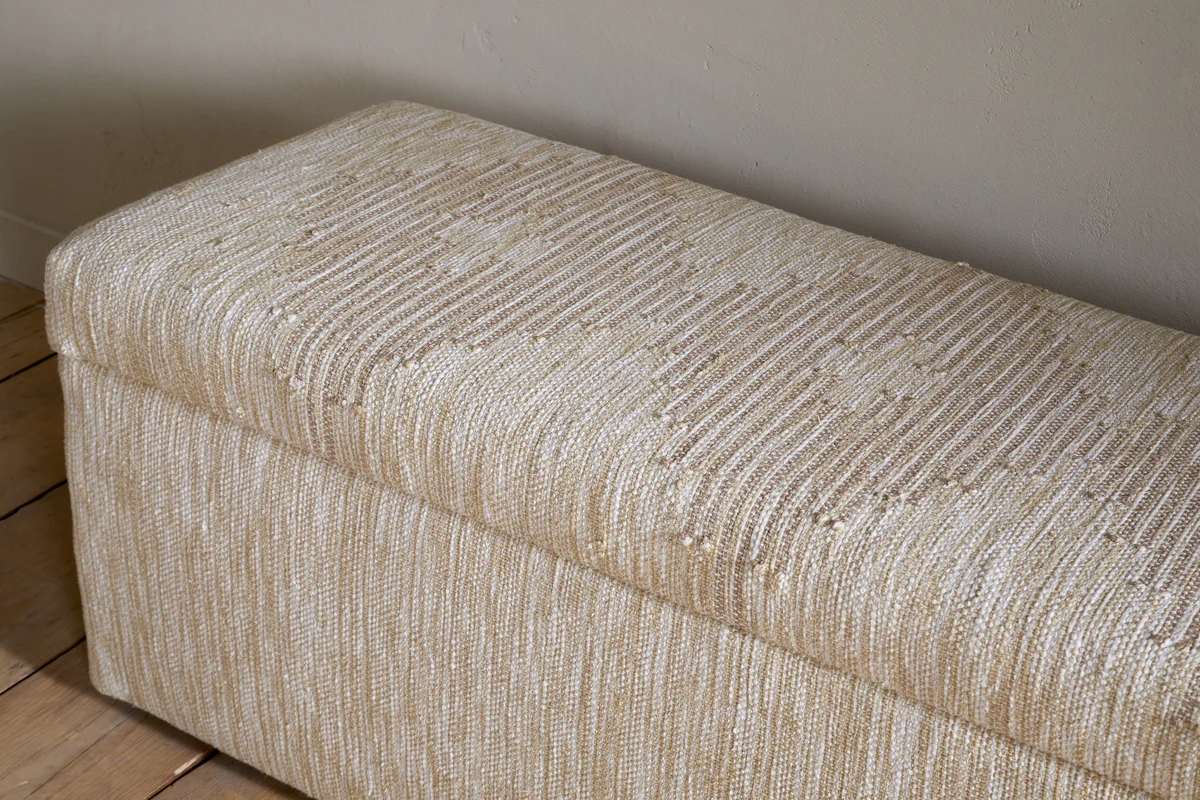 Aranya Cotton & Jute Upholstered Storage Bench - Natural - Image 5