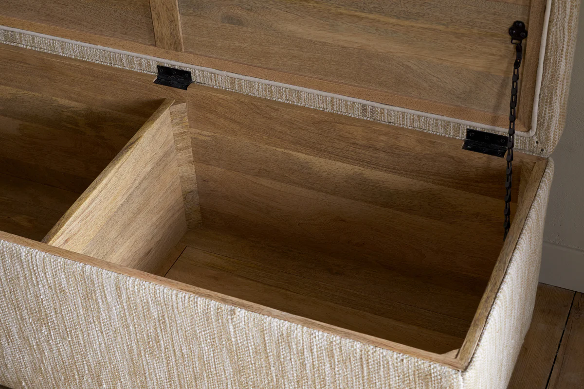 Aranya Cotton & Jute Upholstered Storage Bench - Natural - Image 7