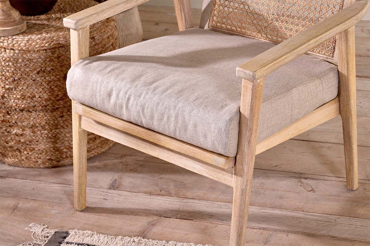Atri Mango Wood & Cane Occasional Chair - Image 4