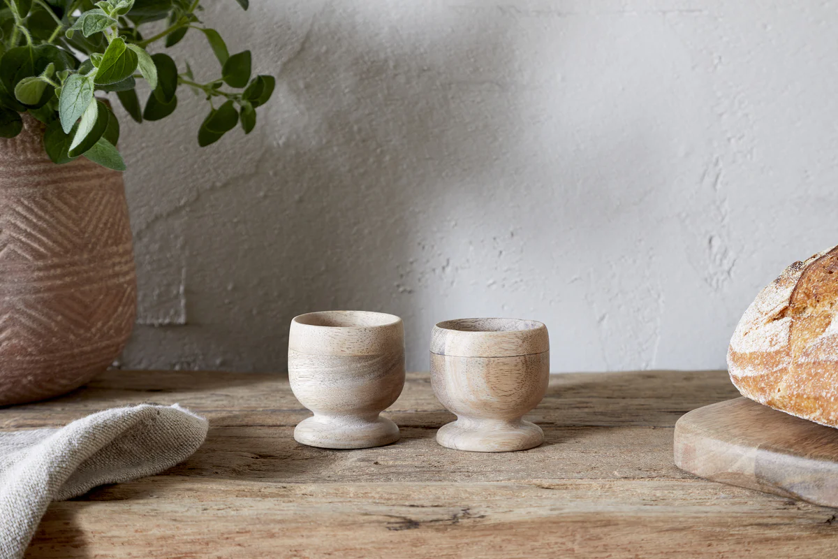 Awa Wooden Egg Cup - Natural - (Set of 2) - Image 3