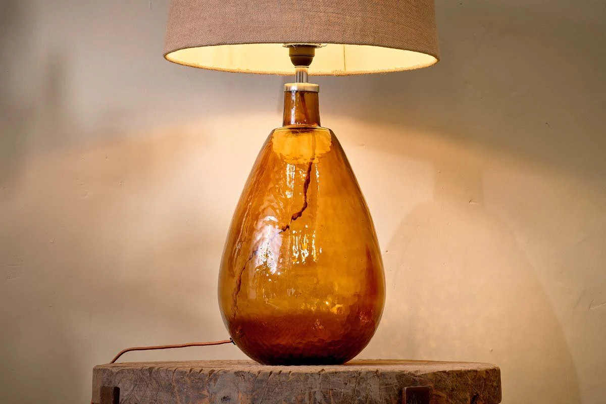 Baba Recycled Glass Lamp - Burnt Amber - Large Tall - Image 3