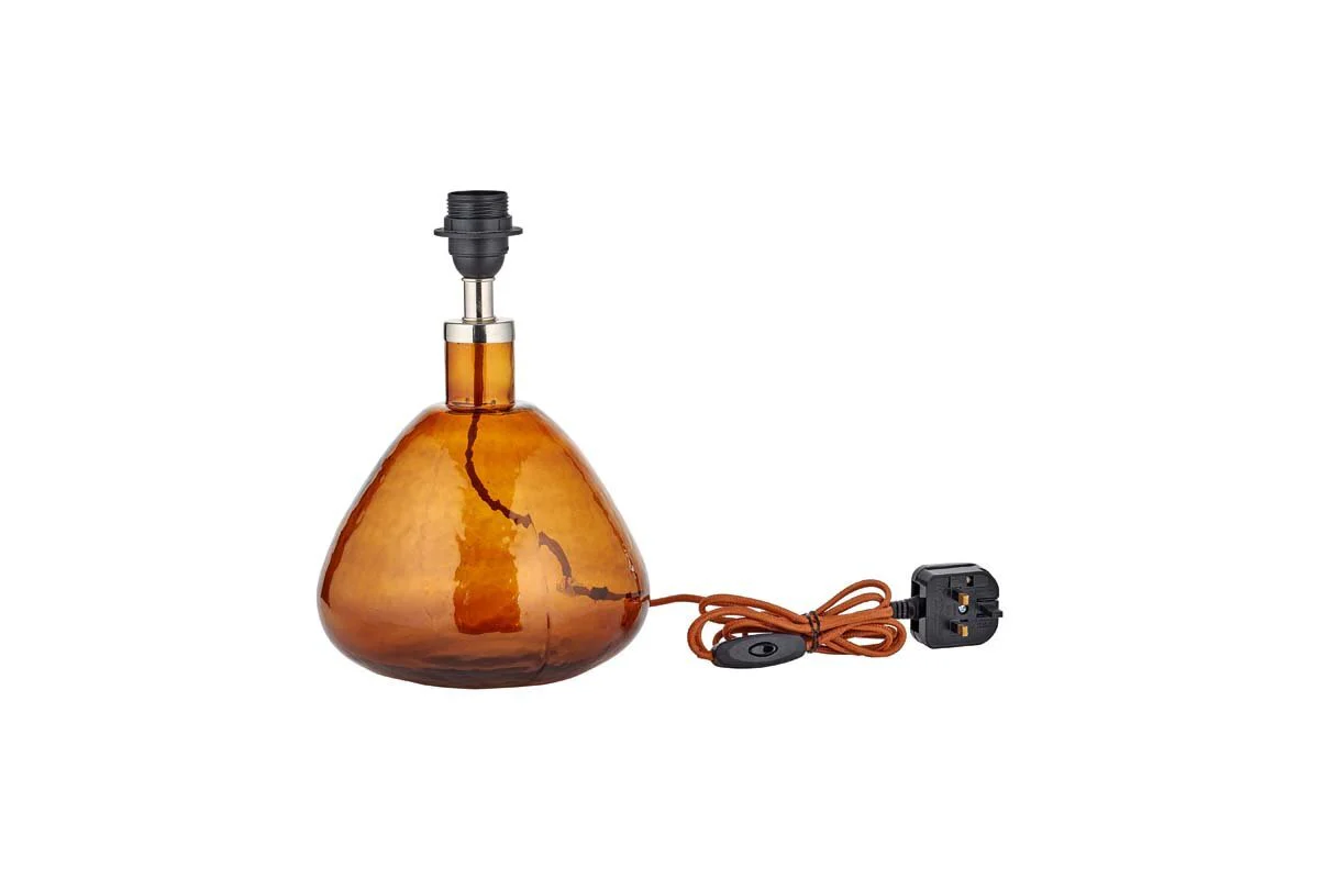 Baba Recycled Glass Lamp - Burnt Amber - Small Wide - Image 5
