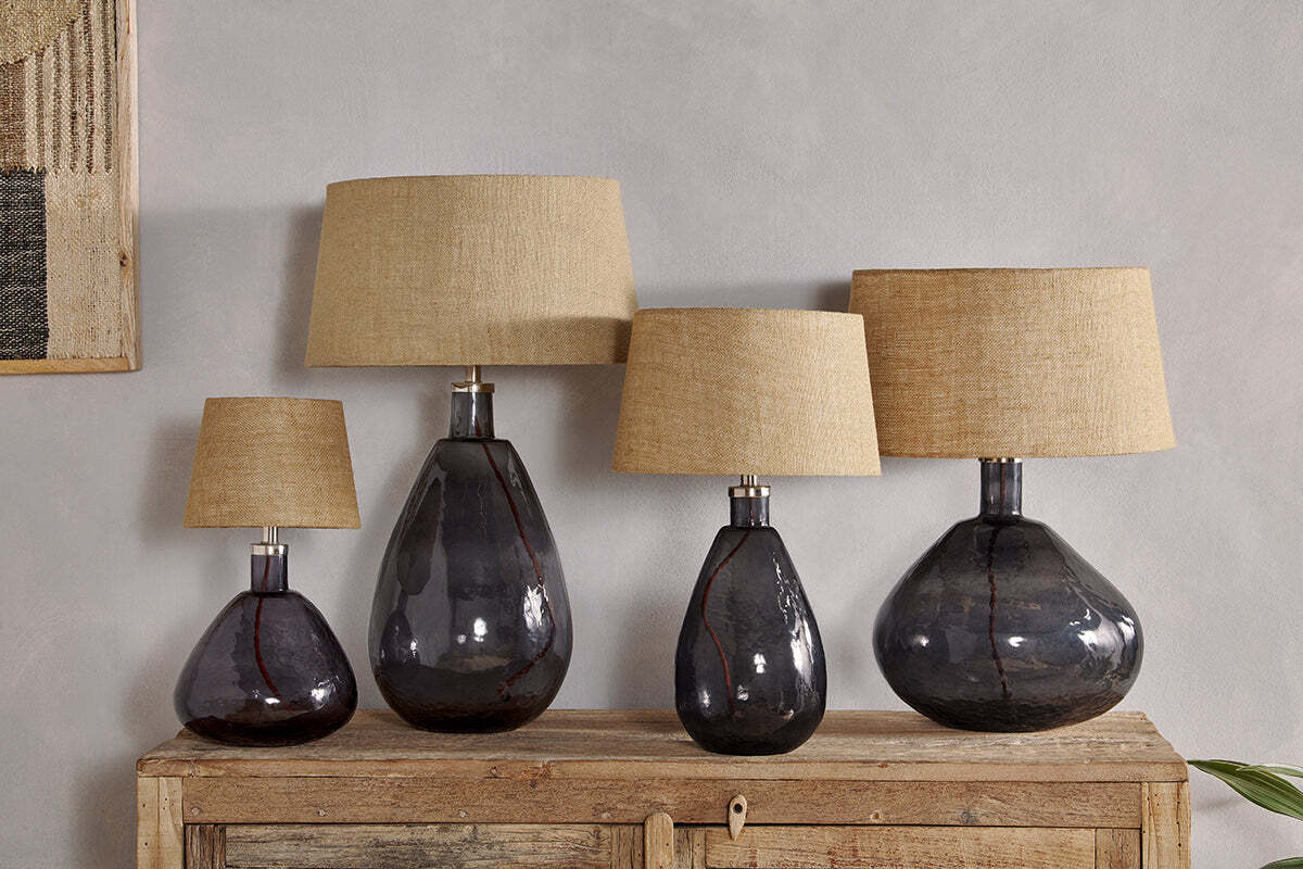 Baba Recycled Glass Table Lamp - Smoke - Small Tall - Image 5
