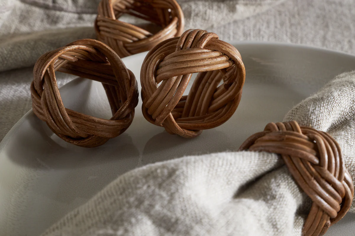 Bersama Rattan Napkin Rings - Natural - (Set of 4) - Image 3