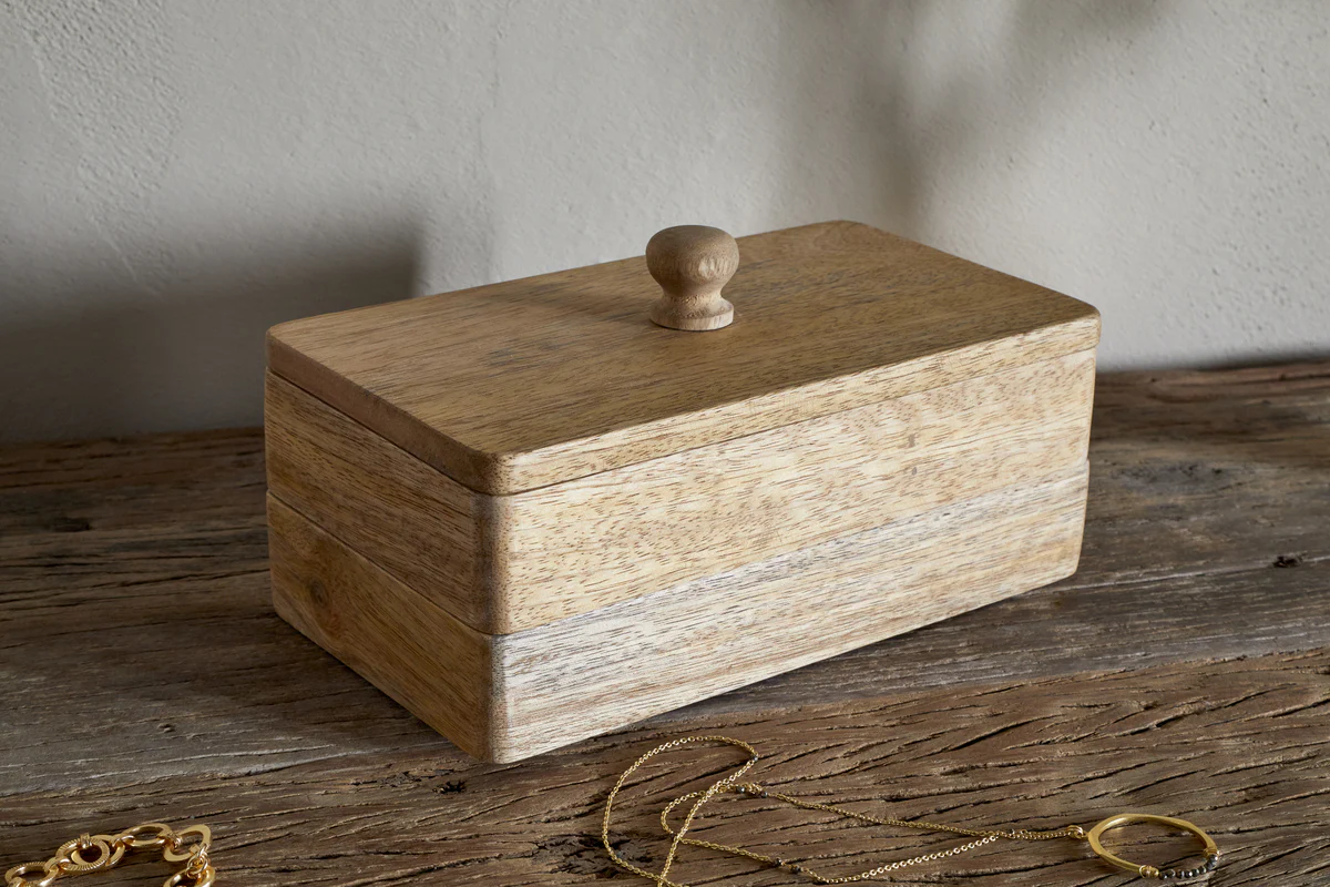 Chanya Mango Wood Jewellery Box - Natural - Image 3