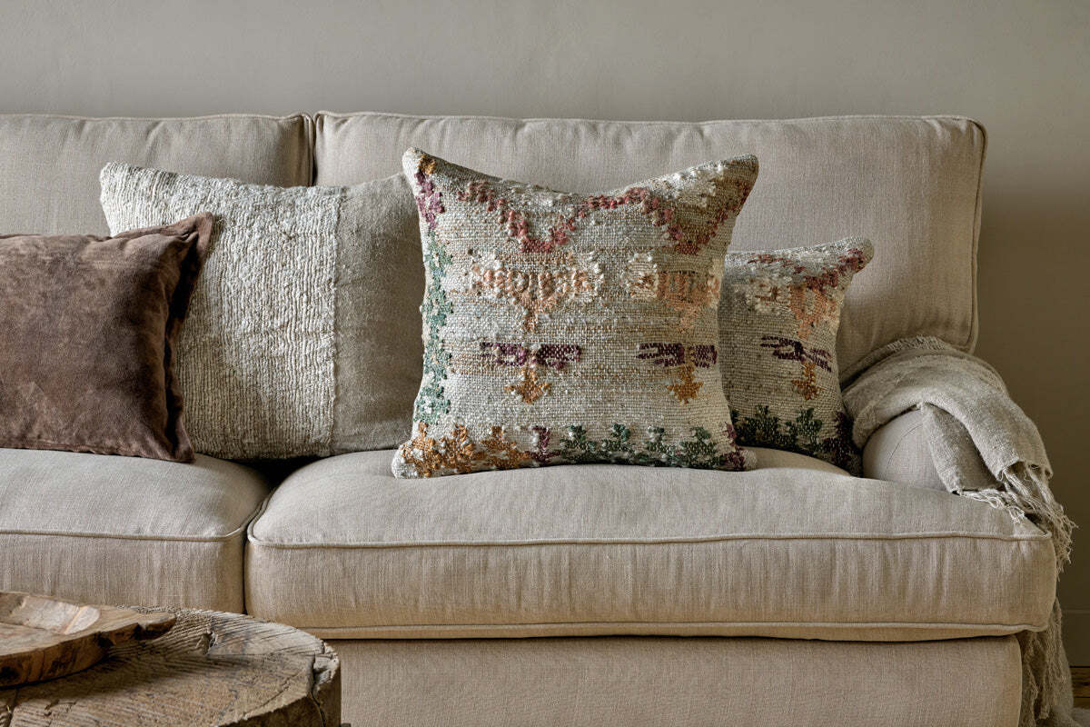 Dantri Jute & Cotton Cushion Cover - Soft Grey - Image 2