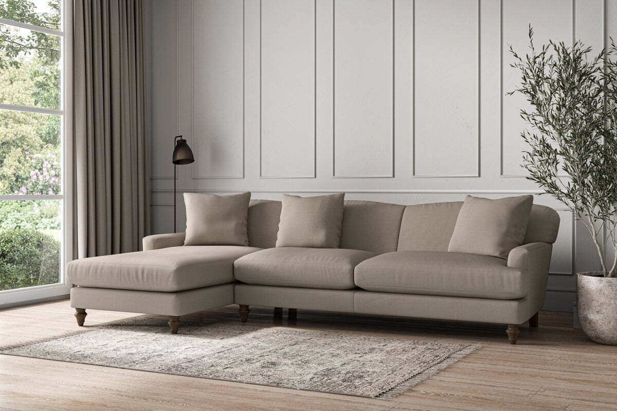Deni Grand Left Hand Chaise Sofa - Recycled Cotton Flax - Image 2