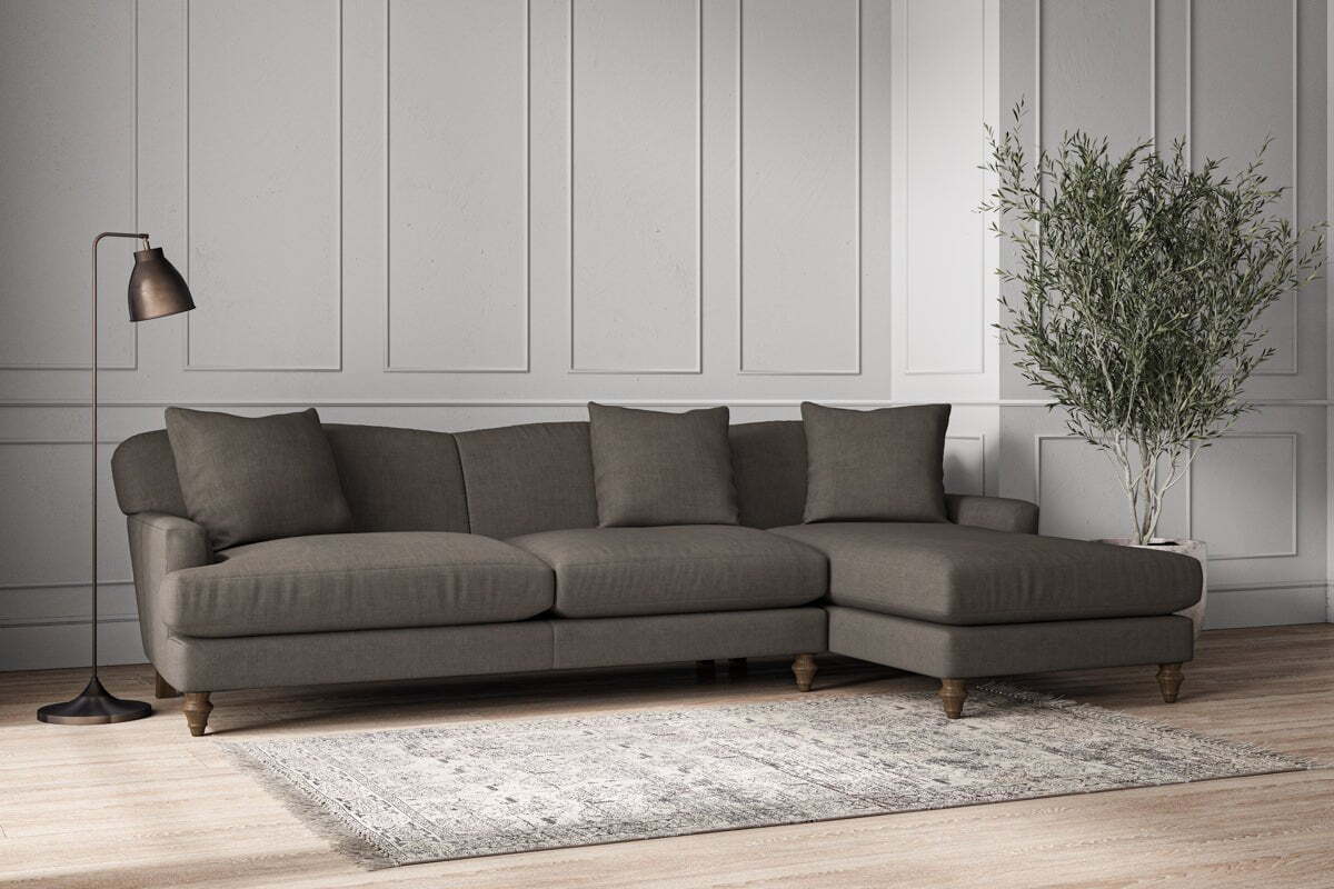 Deni Grand Right Hand Chaise Sofa - Brera Linen Granite - Image 2