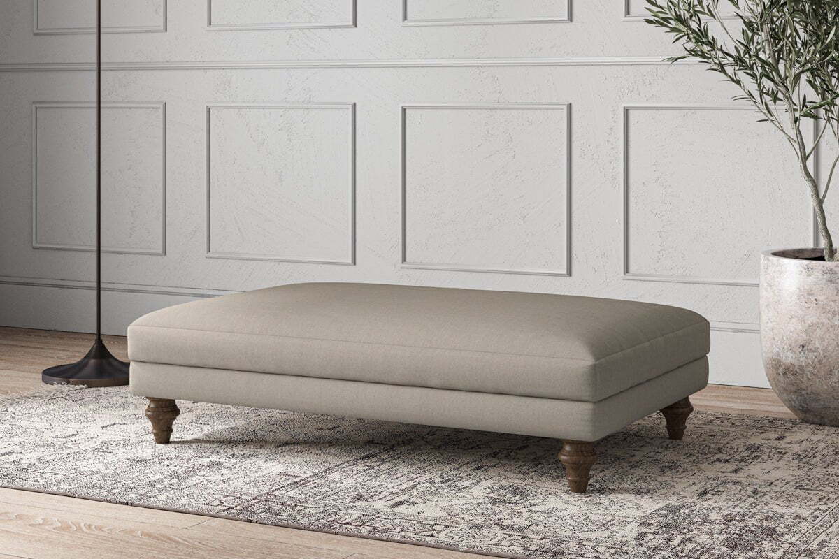 Deni Large Footstool - Recycled Cotton Flax - Image 2