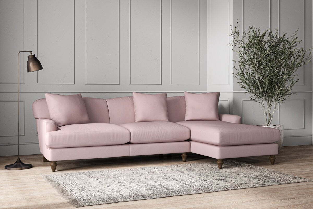 Deni Large Right Hand Chaise Sofa - Recycled Cotton Lavender - Image 2