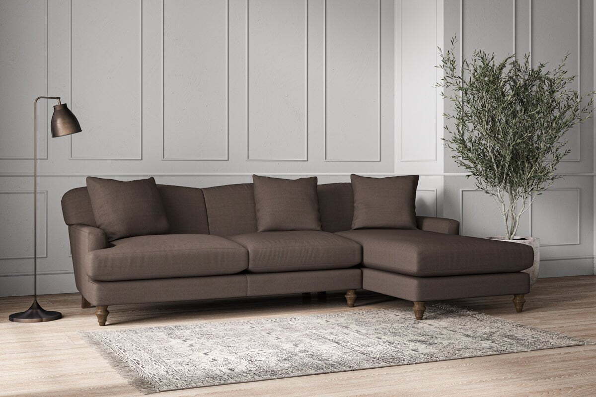 Deni Large Right Hand Chaise Sofa - Recycled Cotton Mocha - Image 2