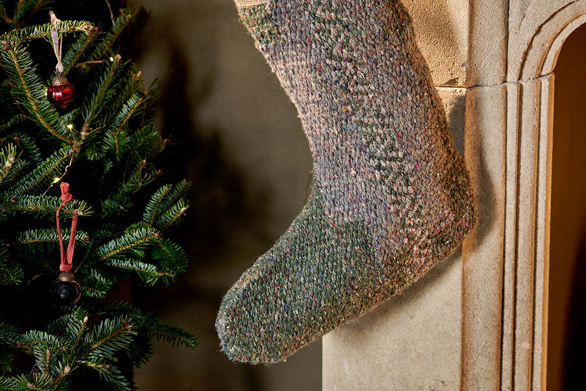 Dhanda Recycled Wool Stocking - Moss & Natural - Image 3