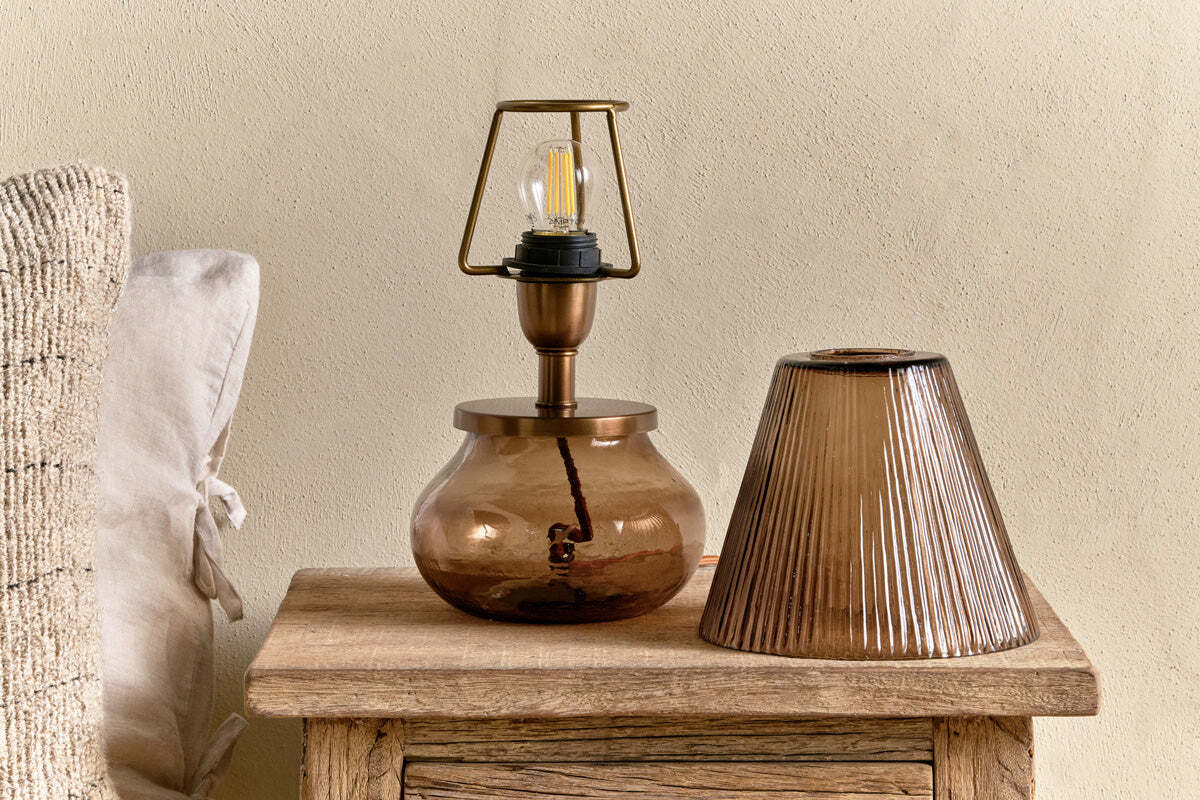 Dimalai Recycled Glass Table Lamp - Brown Smoke - Image 3