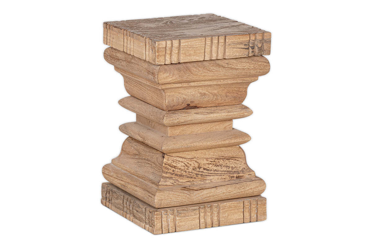Disha Carved Mango Wood Side Table - Natural - Image 10