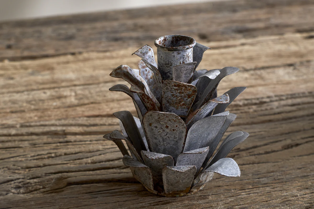 Elagalu Pine Cone Candle Holders - Zinc (Set of 2) - Image 3