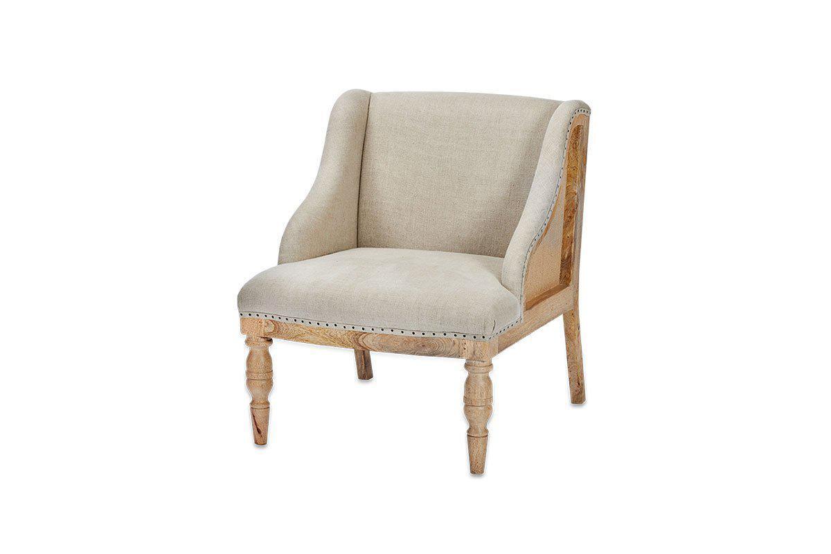 Elbu Deconstructed Linen Armchair - Stone - Image 8