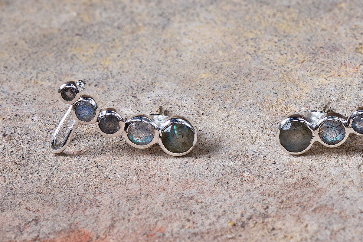 Elina Labradorite Ear Climber - Silver - Image 2