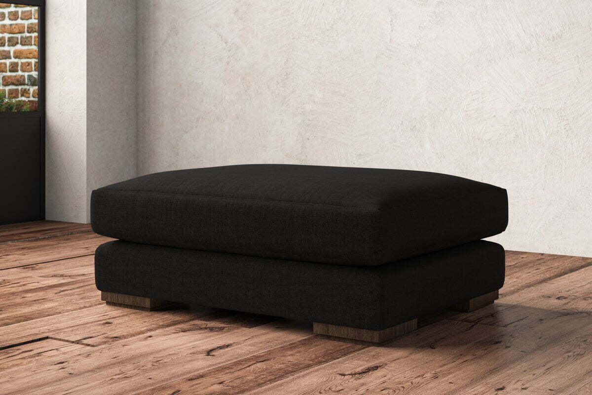 Guddu Grand Footstool - Brera Linen Charcoal - Image 2
