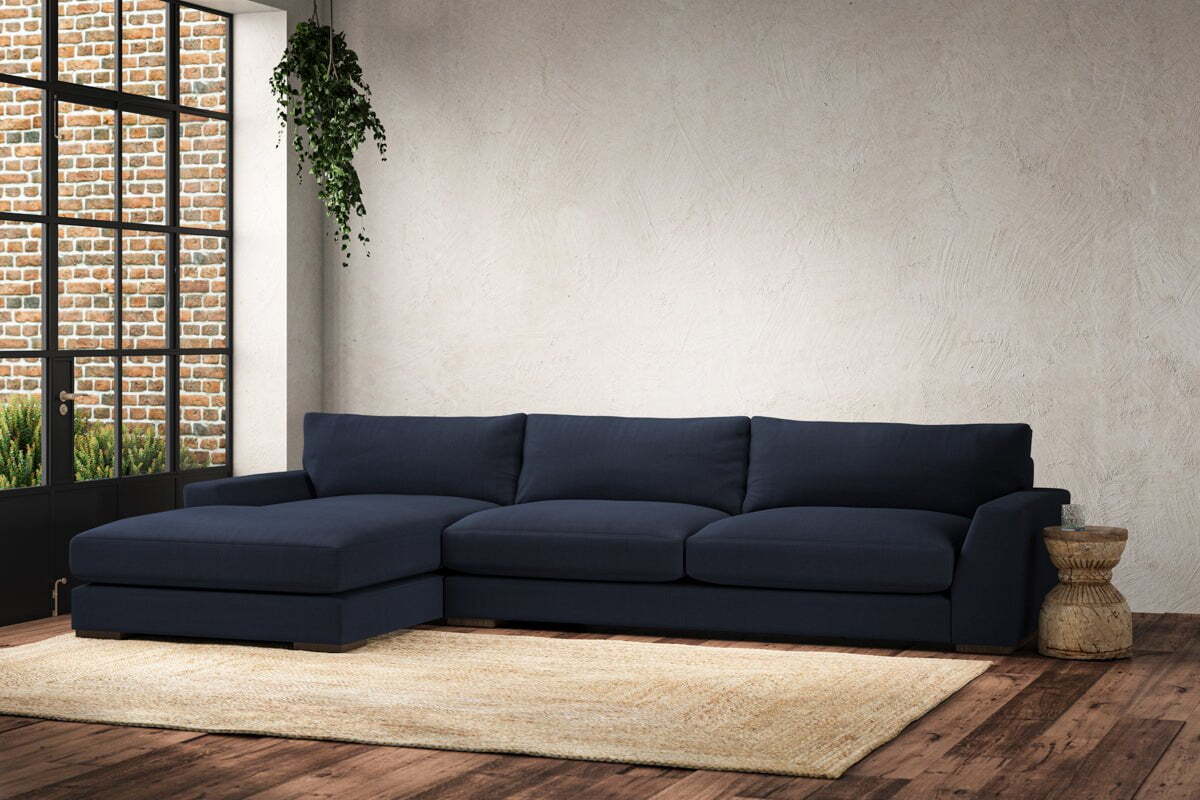 Guddu Grand Left Hand Chaise Sofa - Brera Linen Indigo - Image 2