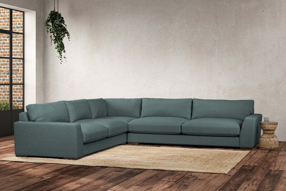 Guddu Grand Left Hand Corner Sofa - Recycled Cotton Airforce - Image 2