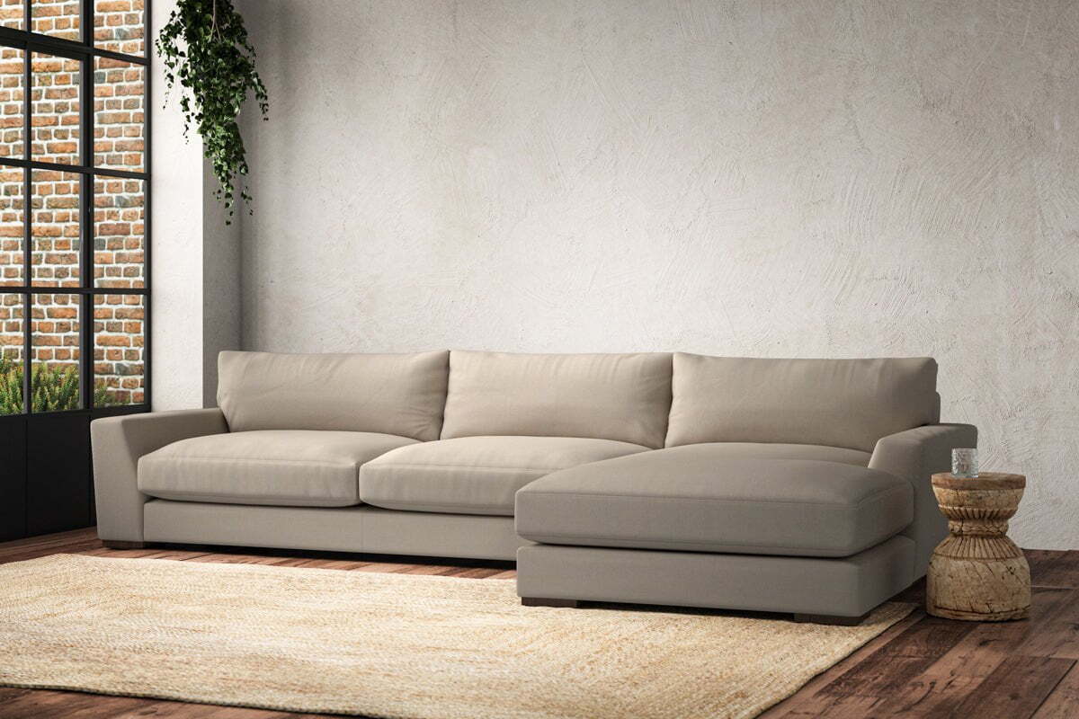 Guddu Grand Right Hand Chaise Sofa - Recycled Cotton Stone - Image 2