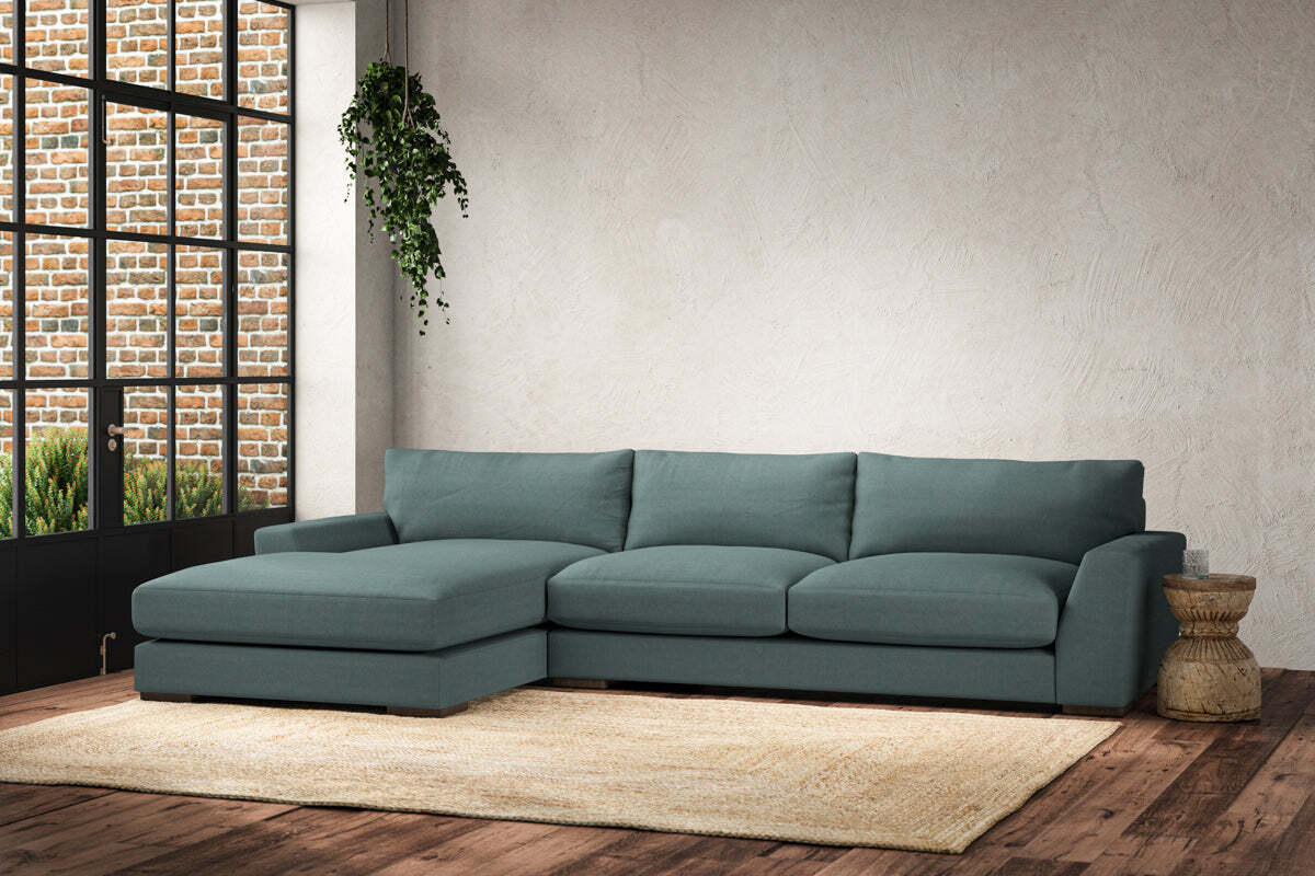 Guddu Large Left Hand Chaise Sofa - Recycled Cotton Airforce - Image 2