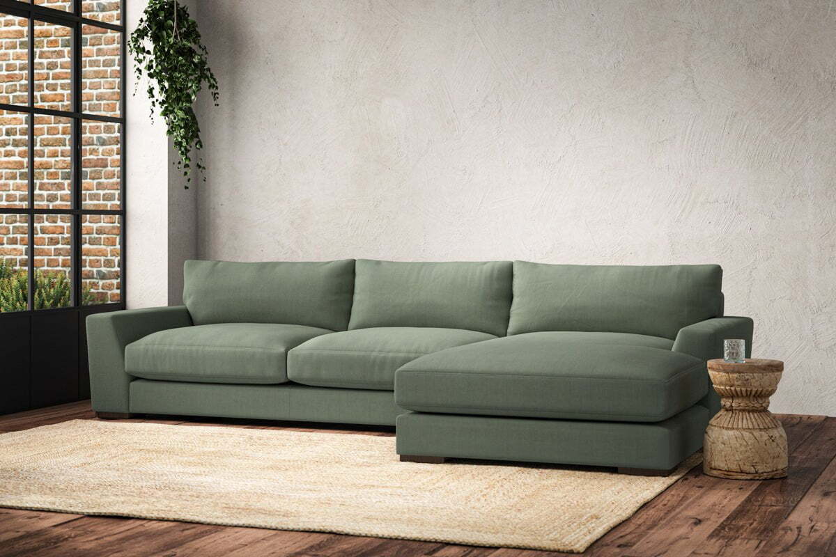 Guddu Large Right Hand Chaise Sofa - Brera Linen Jade - Image 2