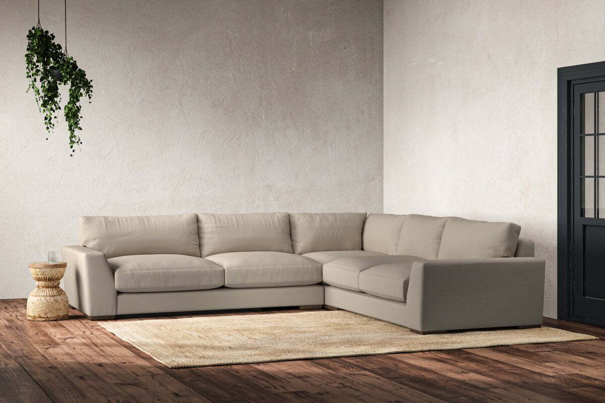 Guddu Large Right Hand Corner Sofa - Recycled Cotton Stone - Image 2
