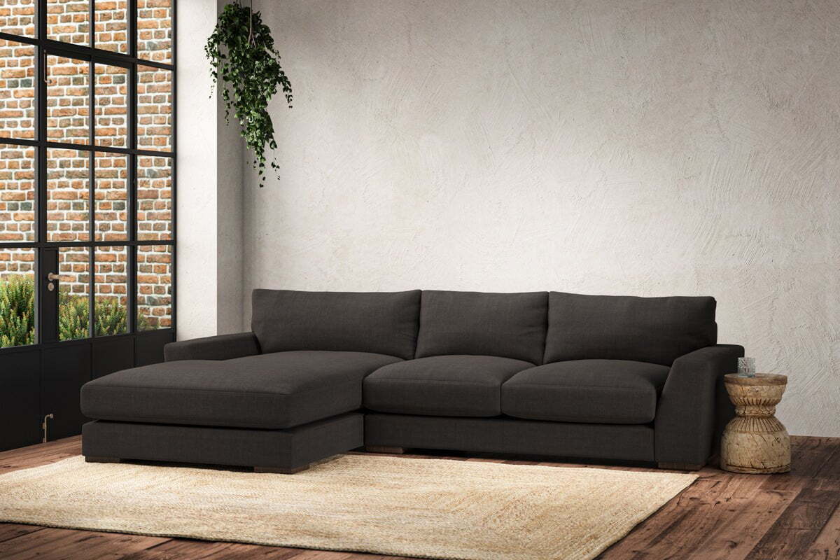 Guddu Medium Left Hand Chaise Sofa - Brera Linen Espresso - Image 2