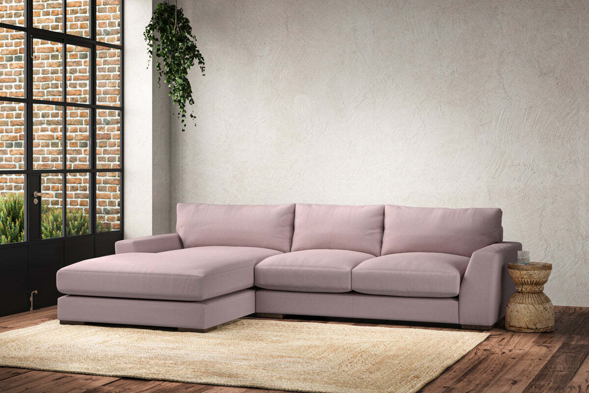 Guddu Medium Left Hand Chaise Sofa - Recycled Cotton Lavender - Image 2