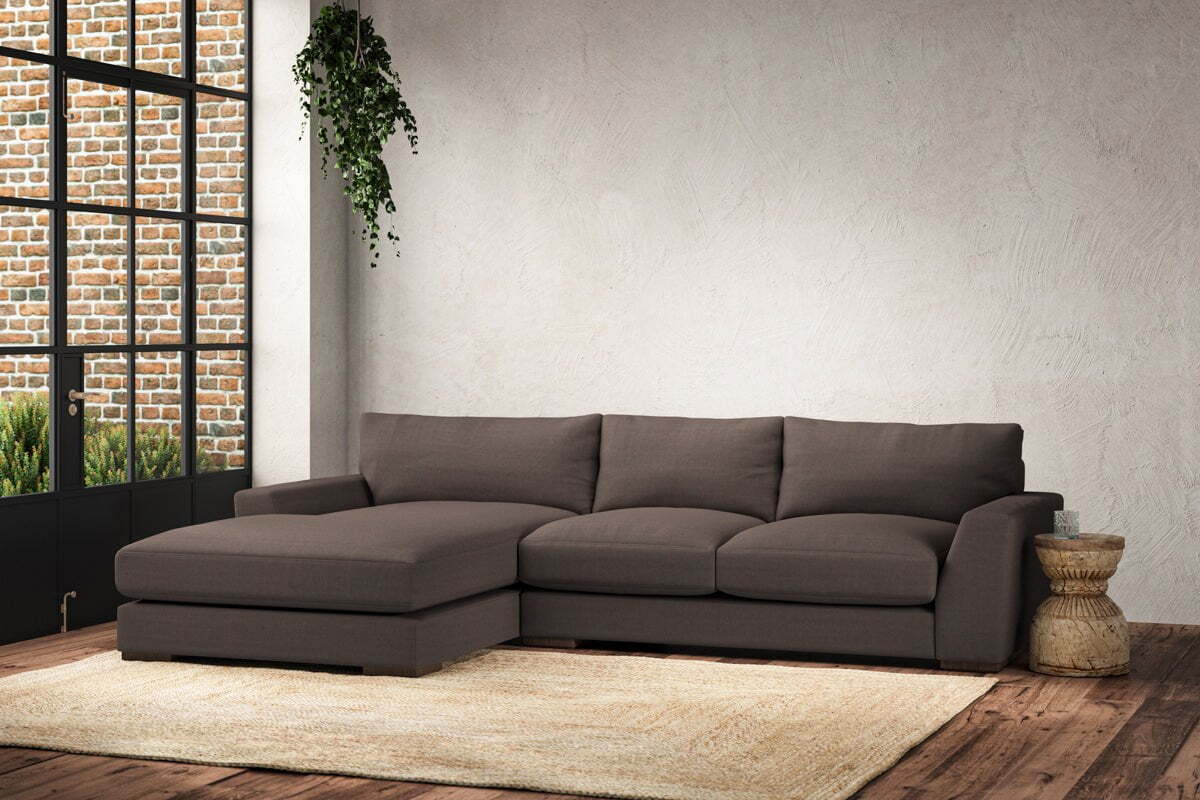 Guddu Medium Left Hand Chaise Sofa - Recycled Cotton Mocha - Image 2