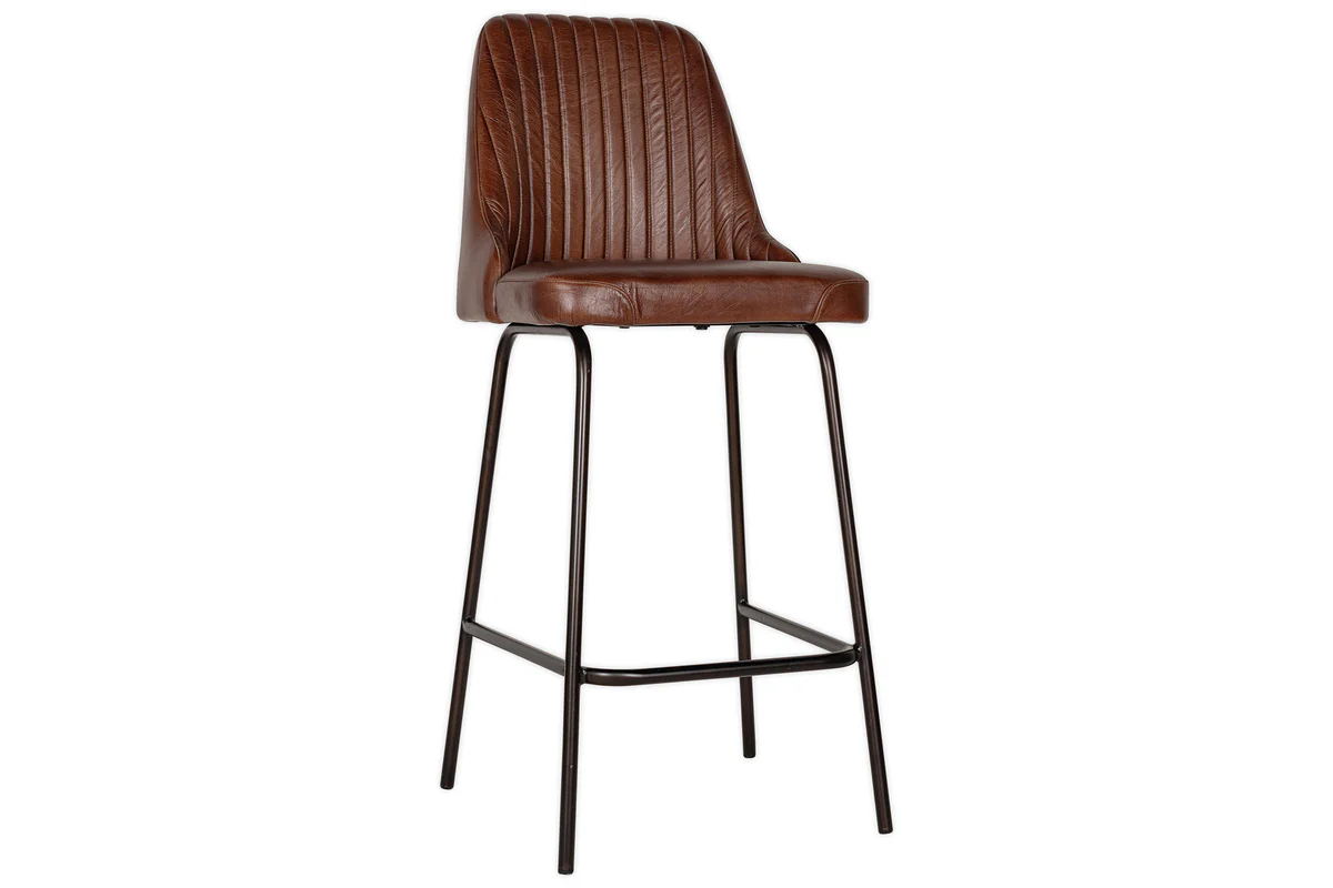 Harsha Leather Counter Chair - Chocolate Brown - Image 8