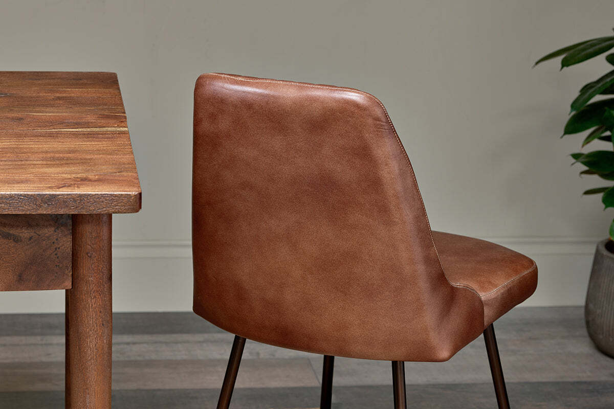 Harsha Leather Dining Chair - Chocolate Brown - Image 4