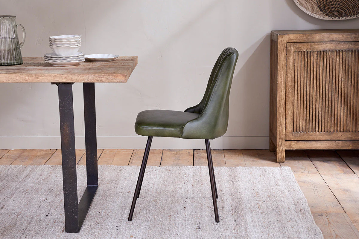 Harsha Leather Dining Chair - Rich Green - Image 3
