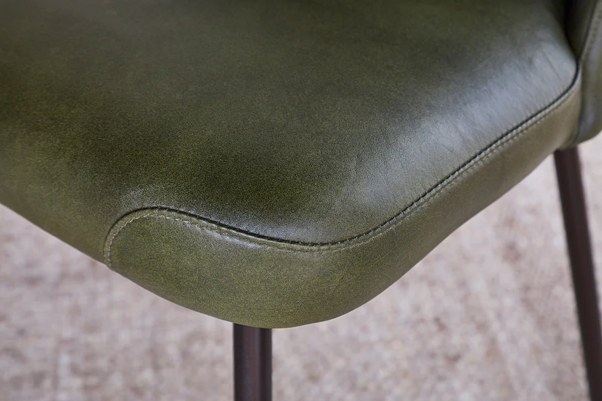 Harsha Leather Dining Chair - Rich Green - Image 6