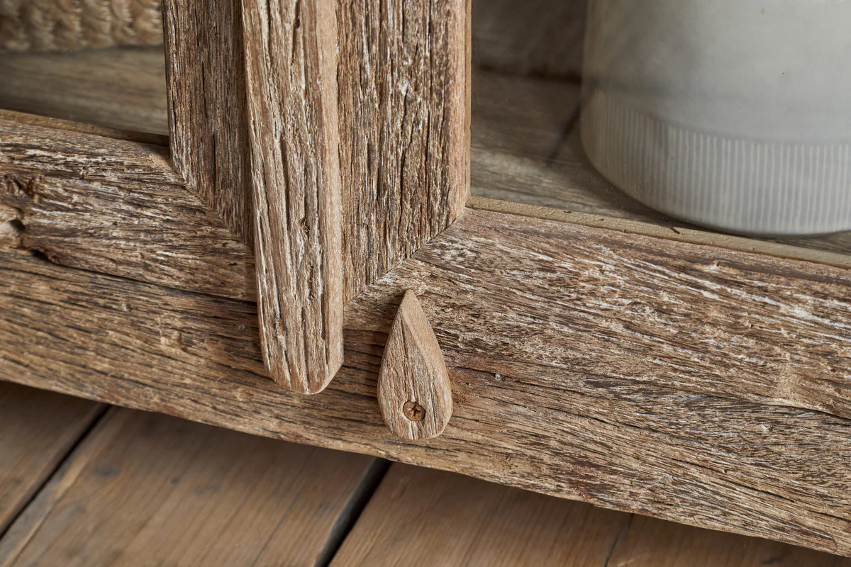 Ibo Reclaimed Wood & Glass Cabinet - Natural - Wide - Image 9